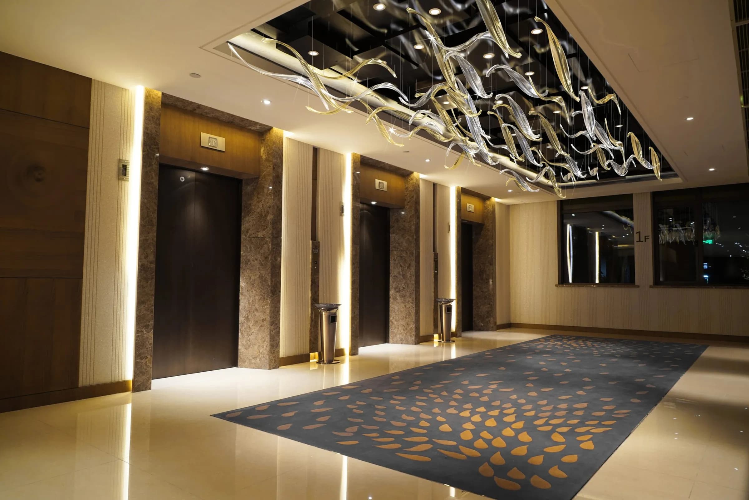 Lift lobby installation — lighting design by Jaroslav Bejvl