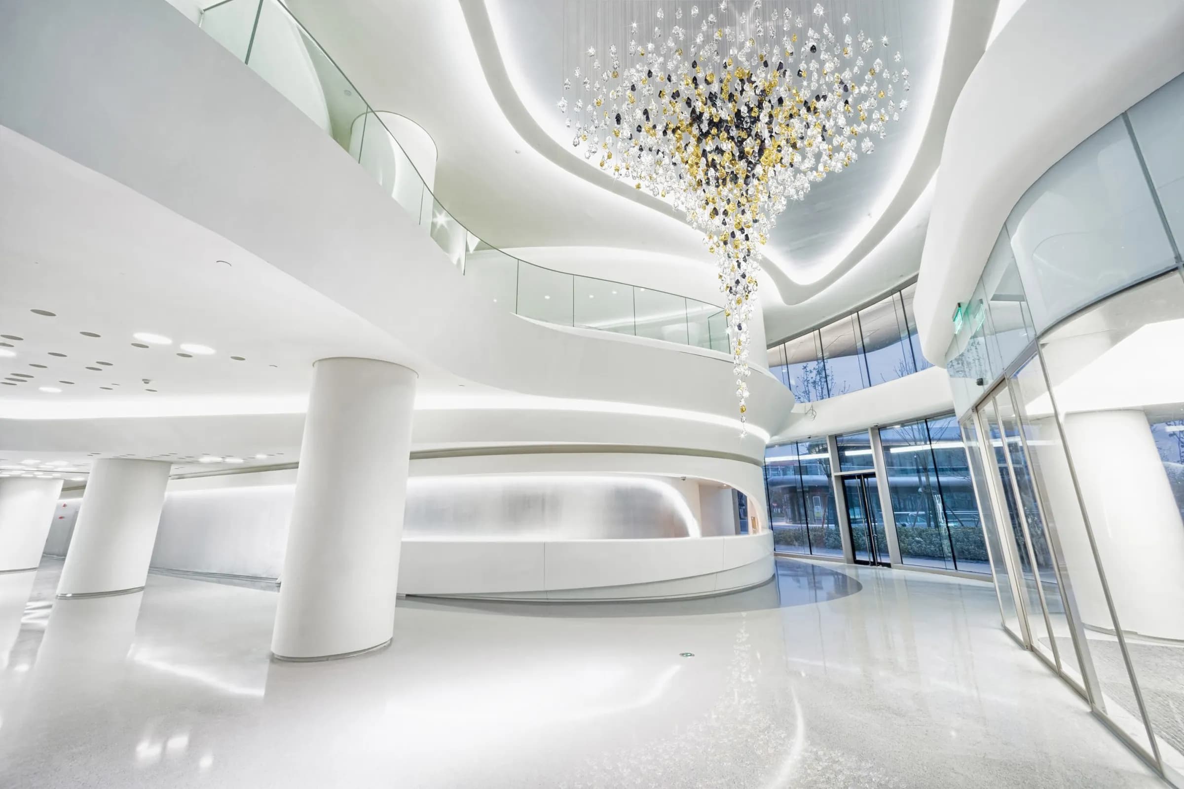 Crystal stones lobby — lighting design by Jaroslav Bejvl